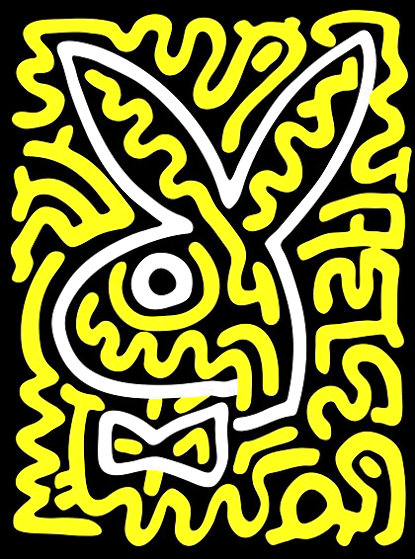 Playboy Bunny 1990 Serigraph 32x23 by Keith Haring - For Sale on