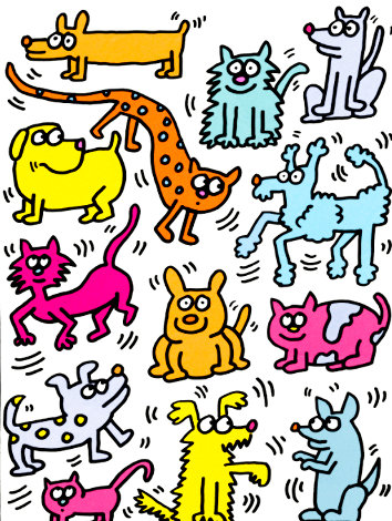 Cats and Dogs (Broward County Humane Society Poster) 1987 HS - Huge Limited Edition Print - Keith Haring