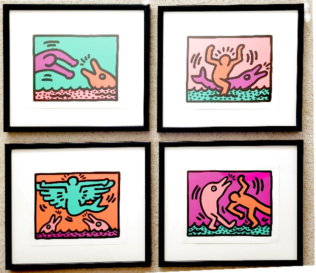 Pop Shop V Quad 1989 - Framed Set of 4 Limited Edition Print by Keith Haring