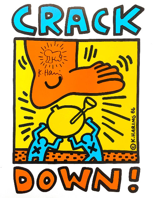 Keith Haring Crack Down Benefit Poster 1986 HS Limited Edition Print by Keith Haring