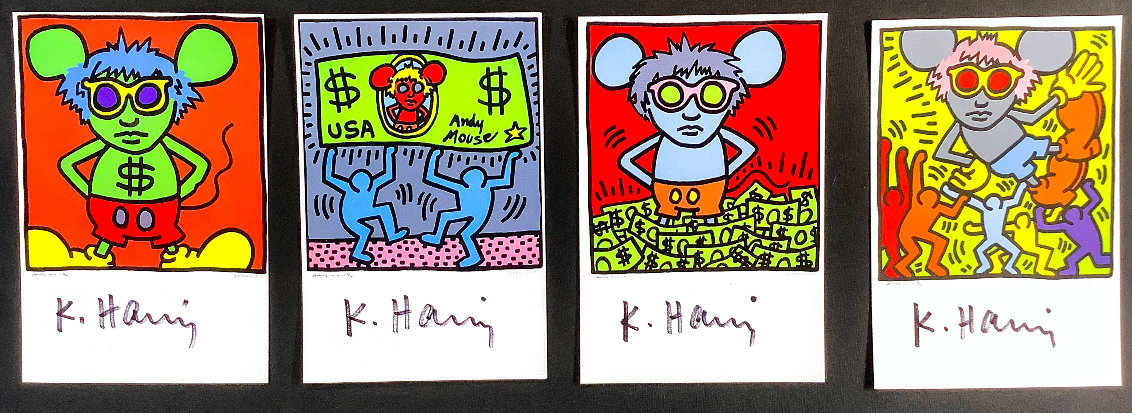 Andy Mouse Series Postcards: Complete Set of 4 1986 HS Limited Edition Print by Keith Haring