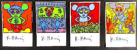 Andy Mouse Series Postcards: Complete Set of 4 1986 HS Limited Edition Print - Keith Haring