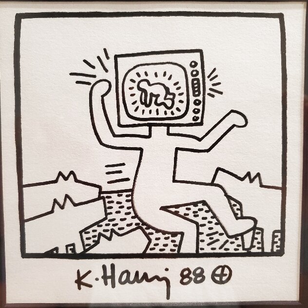 Untitled Pop Art Portrait 1988 12x12 HS Drawing by Keith Haring