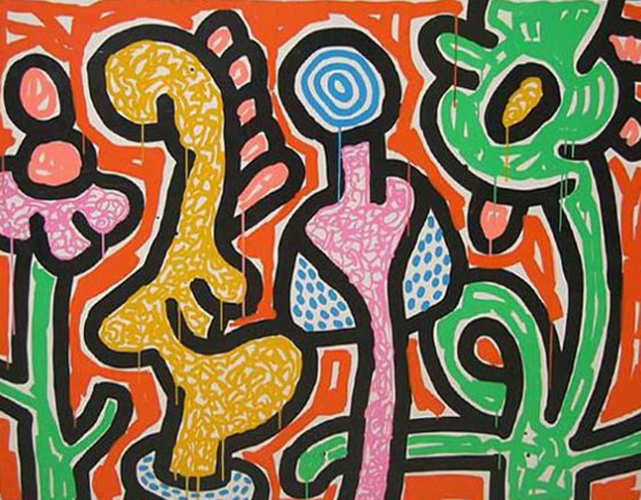 Flowers #4 1990 Limited Edition Print by Keith Haring Flowers #4 1990 Limited Edition Print by Keith Haring