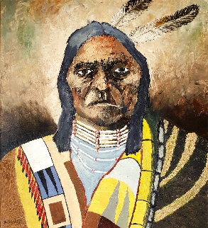 Untitled Native American 18x35 By Uk Artist Original Painting - Kenneth Harkis Untitled Native American 18x35 By Uk Artist Original Painting - Kenneth Harkis