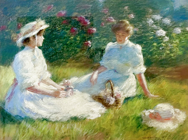 Summer Conversation 1986 34x39 Original Painting by Gregory Frank Harris