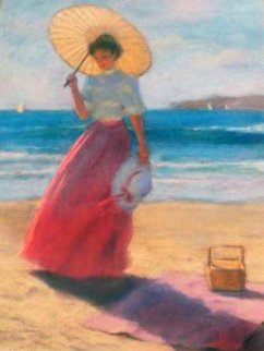 Parasol on the Beach Pastel 1987 29x23 Works on Paper (not prints) - Gregory Frank Harris Parasol on the Beach Pastel 1987 29x23 Works on Paper (not prints) - Gregory Frank Harris