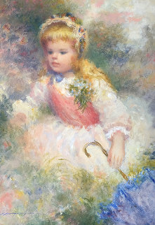 Girl With Parasol 1948 18x14 Original Painting - Harry Myers Girl With Parasol 1948 18x14 Original Painting - Harry Myers
