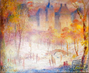 Late Afternoon, Central Park 1980 28x32 Original Painting - Harry Myers Late Afternoon, Central Park 1980 28x32 Original Painting - Harry Myers