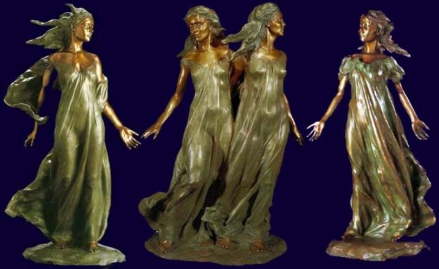 Daughters of Odessa Trilogy, 1997 Set of 3 Bronze Sculptures 48 in high by Frederick Hart
