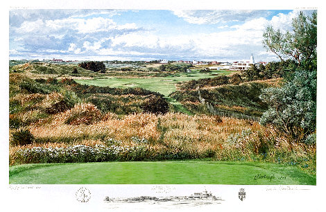 18th Hole of Royal Birkdale Golf Club 1991 w/ Remarque - North Carolina - Golf Limited Edition Print - Linda Hartough