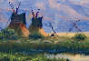 Untitled Landscape with Teepees and Mountain Backdrop 17x20 Original Painting by Heinie Hartwig - 3