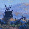 Untitled Landscape with Teepees and Mountain Backdrop 11x13 Original Painting by Heinie Hartwig - 3