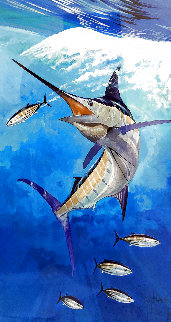 Blue Marlin And Skipjack Watercolor 2000 30x20 Watercolor - Guy Harvey Blue Marlin And Skipjack Watercolor 2000 30x20 Watercolor - Guy Harvey