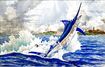 1989 San Juan International Marlin Tournament Watercolor 1989 34x48 - Huge Original Painting - Guy Harvey