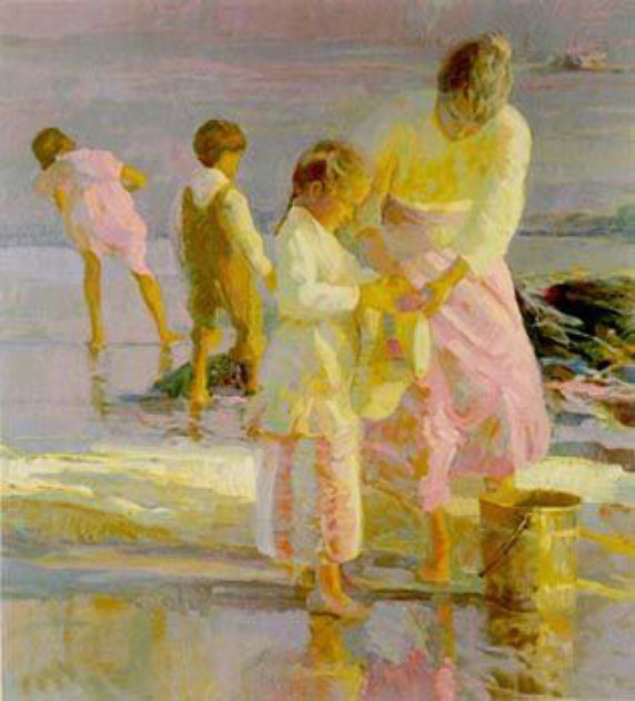 Playing at the Shore 1992 Limited Edition Print by Don Hatfield