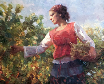 Vineyard Harvest 2009 33x37 Original Painting - Don Hatfield