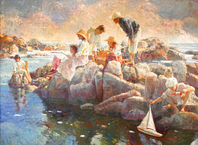 Sunday Outing 1990 44x57 - Framed Oil on Canvas - Huge by Don Hatfield