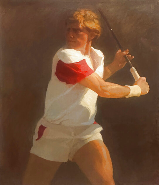 Boris Becker 1987 67x55 - Framed Oil on Canvas - Huge Mural Size by Don Hatfield