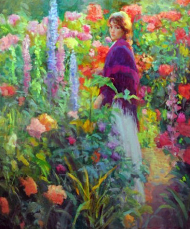 Garden Stroll 46x52 Original Painting - Don Hatfield