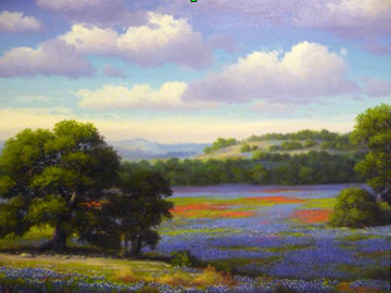 Bluebonnets of Texas 1989 33x28 Original Painting - Ronnie Hedge Bluebonnets of Texas 1989 33x28 Original Painting - Ronnie Hedge
