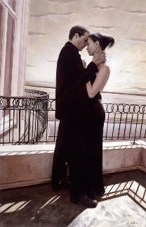 Tenderness on Balcony 2000 44x29 Super Huge Original Painting - Rob Hefferan Tenderness on Balcony 2000 44x29 Super Huge Original Painting - Rob Hefferan