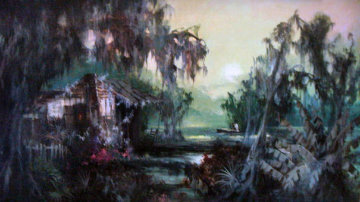 Swamp Idyl 60's 31x55 Huge Original Painting - Colette Pope Heldner