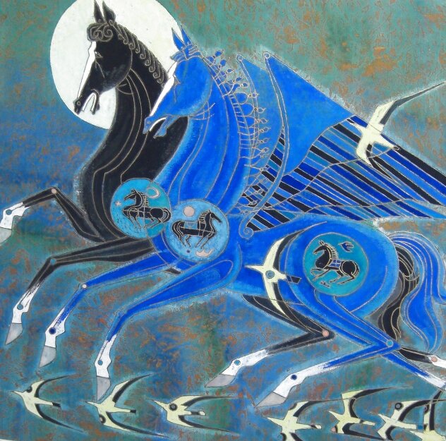 Gallop 2005 28x28 Original Painting by He Neng