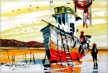 Untitled Seascape 1970 27x34 Original Painting - Paul Blaine Henrie Untitled Seascape 1970 27x34 Original Painting - Paul Blaine Henrie