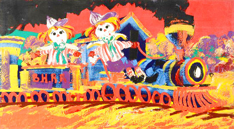 Choo-Choo Children 40x72 Huge Original Painting - Paul Blaine Henrie