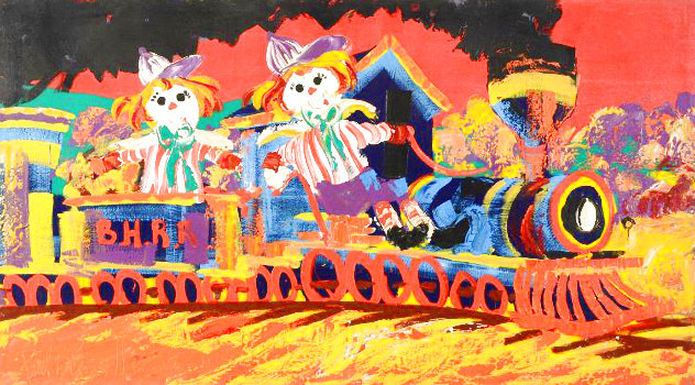 Choo-Choo Children 40x72 Huge Original Painting by Paul Blaine Henrie