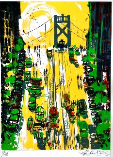 Untitled San Francisco Bay Bridge and Cable Cars Limited Edition Print - Paul Blaine Henrie