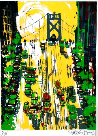 Untitled San Francisco Bay Bridge and Cable Cars - California Limited Edition Print - Paul Blaine Henrie