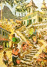 Untitled Street Scene 1950 21x43 - Huge - EARLY Original Painting by Paul Blaine Henrie - 0 Untitled Street Scene 1950 21x43 - Huge - EARLY Original Painting by Paul Blaine Henrie - 0