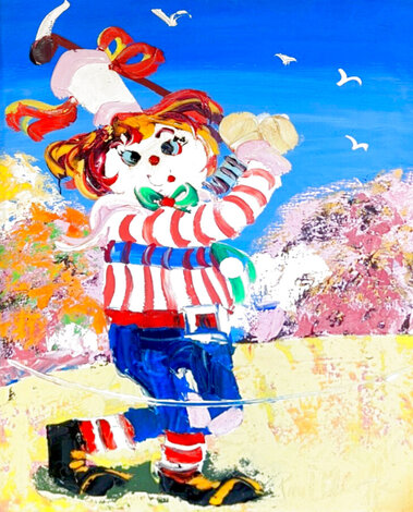 Girl Clown Golfer 1960 39x27 - Oil on Canvas Original Painting - Paul Blaine Henrie