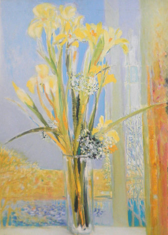 Iris Blanc 34x26 Original Painting - Michel Henry
