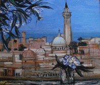 Monastir Vue and White Oleander Bouquet 2001 24x28 Original Painting by Michel Henry - 1 Monastir Vue and White Oleander Bouquet 2001 24x28 Original Painting by Michel Henry - 1