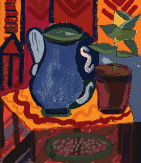 Blue Pitcher 1988 Limited Edition Print - Henry Miller Blue Pitcher 1988 Limited Edition Print - Henry Miller
