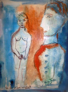 For Eve At Dawn Somewhere Watercolor 1964 21x17 Watercolor - Henry Miller For Eve At Dawn Somewhere Watercolor 1964 21x17 Watercolor - Henry Miller
