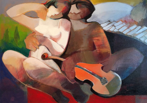 Music of Love 35x47 Original Painting - Abrishami Hessam