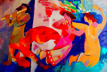 Untitled Dancers 1990 51x76 - Huge - Mural Sized Original Painting - Abrishami Hessam Untitled Dancers 1990 51x76 - Huge - Mural Sized Original Painting - Abrishami Hessam