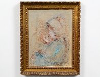 Study For Mother And Children 14x11 Original Painting by Edna Hibel - 1 Study For Mother And Children 14x11 Original Painting by Edna Hibel - 1