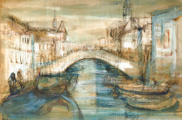 Chiorggia Near Venice 28x40 Super Huge Original Painting - Edna Hibel Chiorggia Near Venice 28x40 Super Huge Original Painting - Edna Hibel