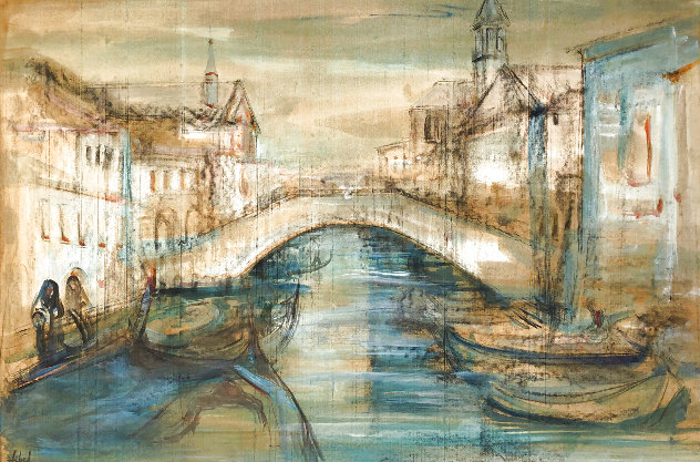 Chiorggia Near Venice, Italy  28x40 Huge Original Painting by Edna Hibel