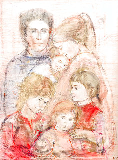 Family Unique 39x27 Works on Paper (not prints) - Edna Hibel