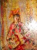 Lute Player 1950 16x13 - Early Original Painting by Edna Hibel - 0