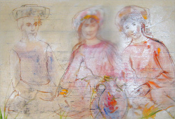 Three Muses & a Jug 1972 20x28 Original Painting - Edna Hibel Three Muses & a Jug 1972 20x28 Original Painting - Edna Hibel