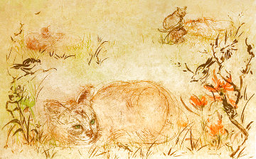 Worcester Cat Limited Edition Print - Edna Hibel Worcester Cat Limited Edition Print - Edna Hibel