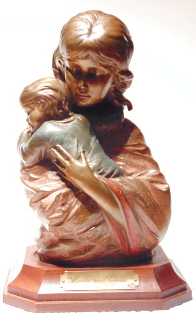 Maria and Child 1984 Bronze Sculpture 1984 9 in Sculpture by Edna Hibel