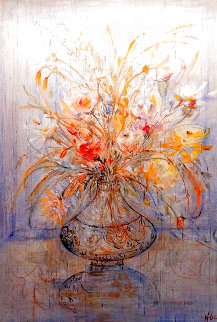 A Vase of Flowers 1993 30x24 Original Painting - Edna Hibel